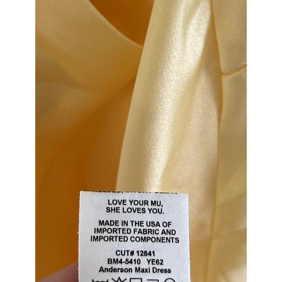 Show Me Your Mumu Anderson Maxi Dress in Pale Yellow Luxe Satin XXL NWT - Picture 7 of 9